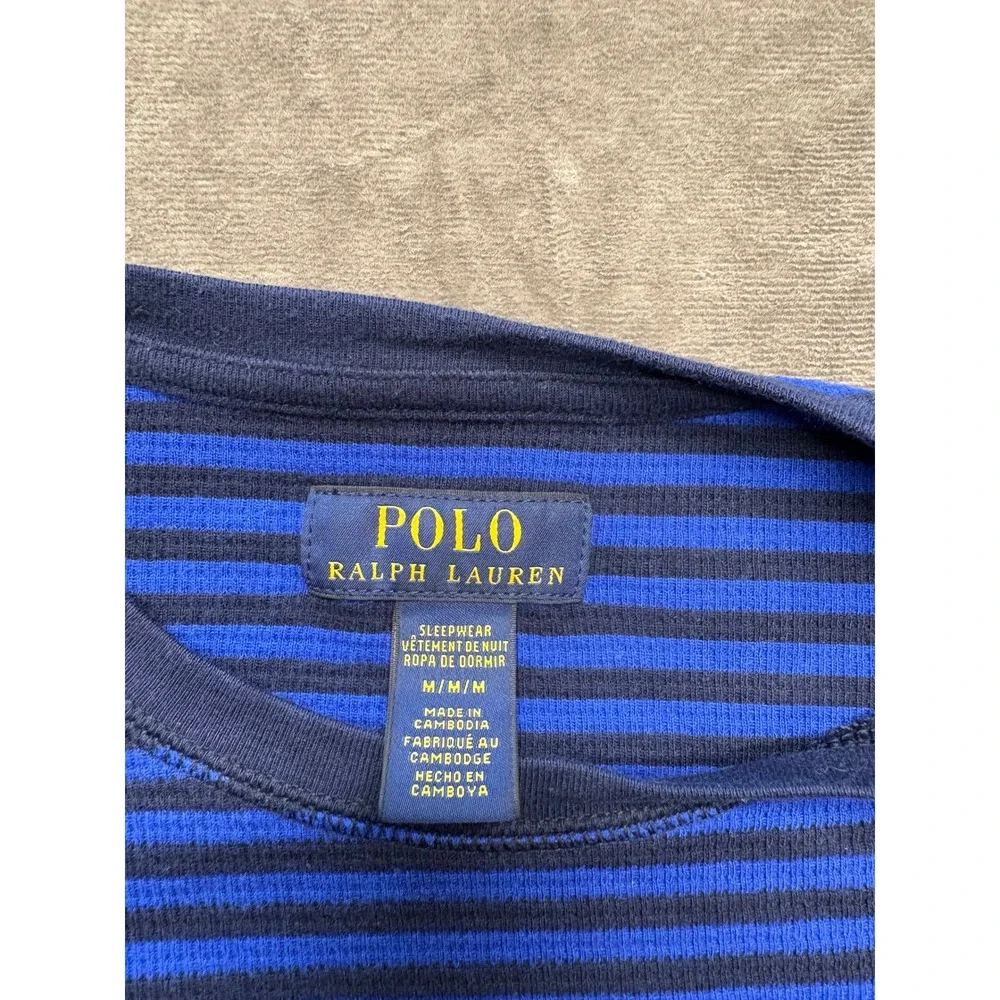 Polo Ralph Lauren‎ Mens Long Sleeve Striped Thermal Shirt Polo Bear Size M